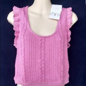 Zara pink cropped sweater size large, never worn, NWT